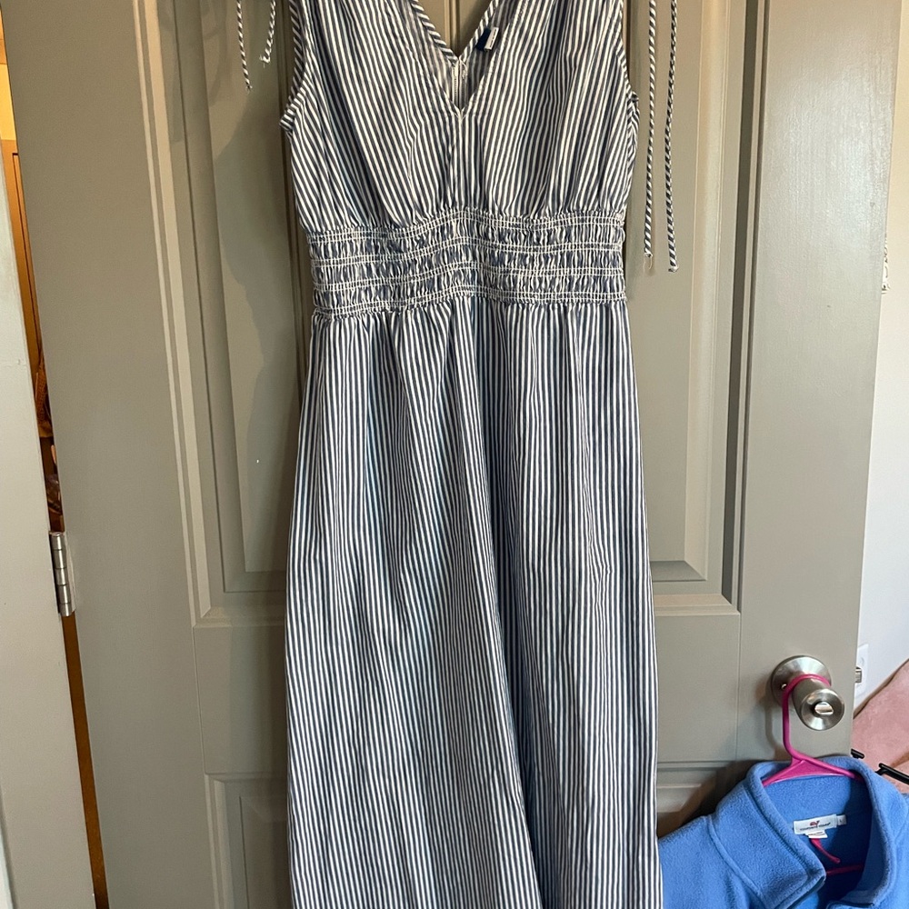 Old Navy Blue and White Striped Maxi Dress